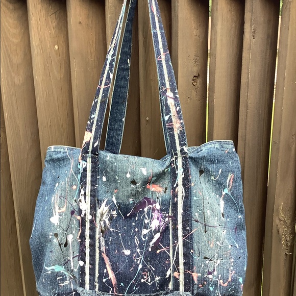 Vintage Handbags - Vintage Boho Distressed Artisan Unique Denim Bag